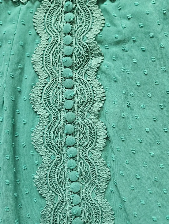 Cristiane Resende Brazil Feminine Cottagecore Ruffled Green Dress Size XS/S - Picture 10 of 11